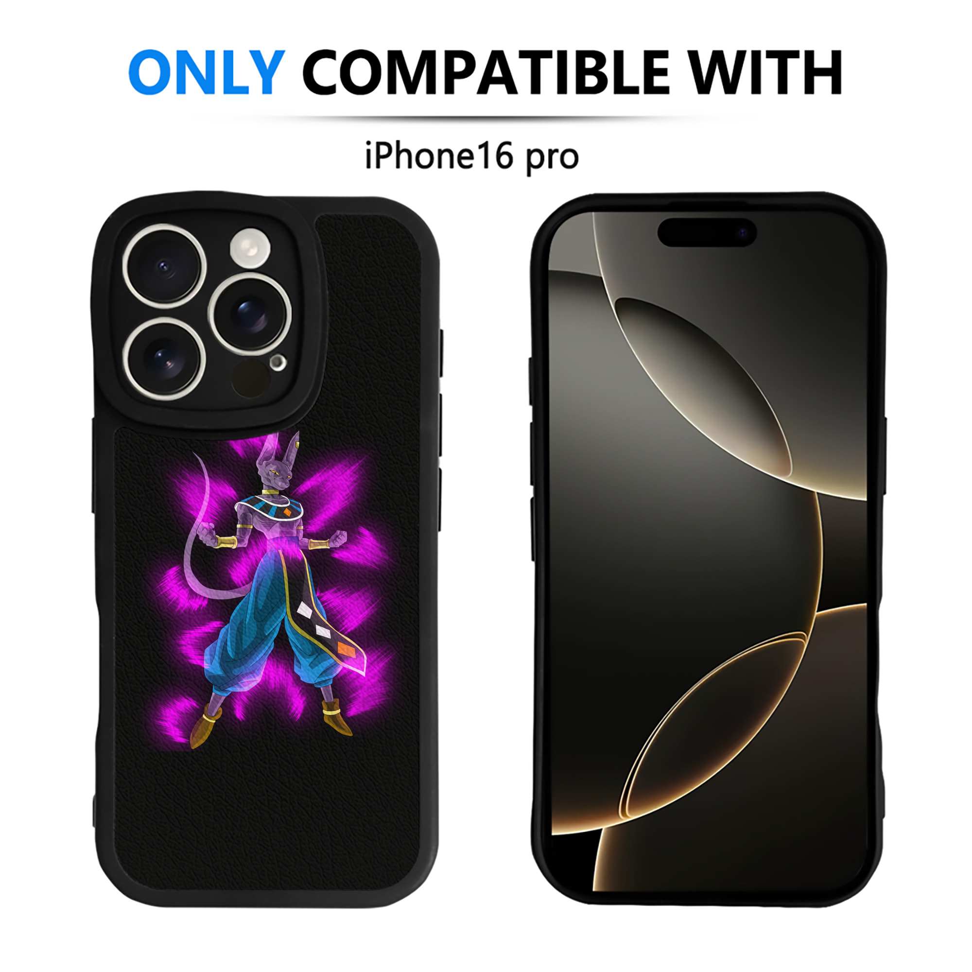 （画像用） ドラゴンボール ビルス 破壊神ビルス DRAGON BALL Beerus Birusu 【iPhone 16シリーズ対応】シリコンスマホケース（レザー調） 材質：シリコン